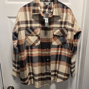 Natural Reflections Plaid Sweater - Cream, Brown, Black